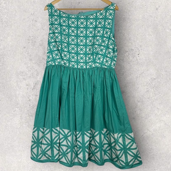 The Oblong Box Shop Retro Kiki Breeze Block Dress‎ Teal Womens Sz XXL Mod Preppy - Picture 6 of 16